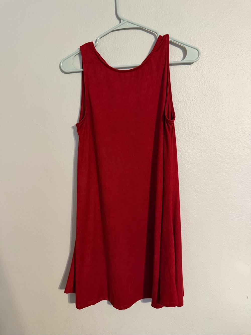 Altard State Red Faux Suede Swing Tank Mini Dress Boho Tiered Skater Womens S